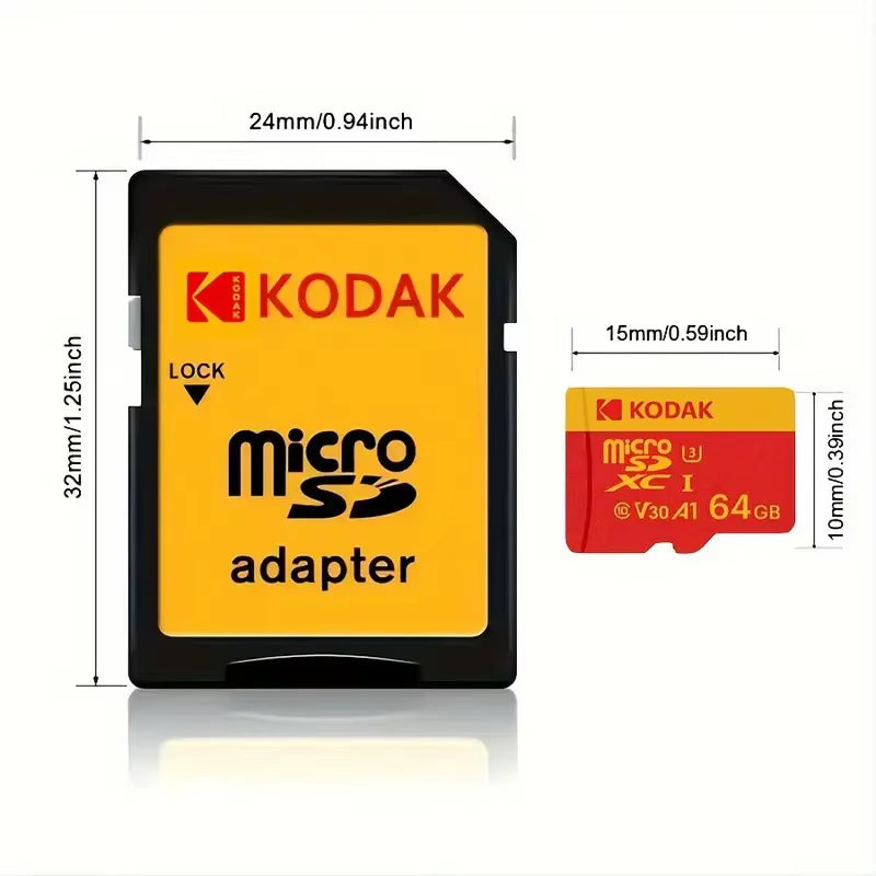 High Speed ​​Micro SD Card U3 Class 10, up to 100Mb/S, TF Memory Card with Adapter - Available in 32GB, 64GB, and 128GB