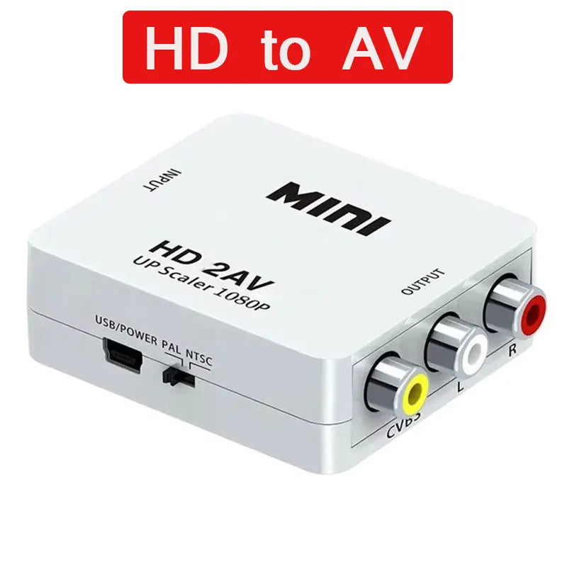 1080P RCA AV to Hdmi-Compatible HD to AV Composite Adapter Converter AV2HD Audio Video Cable CVBS AV Adapter with USB Cable