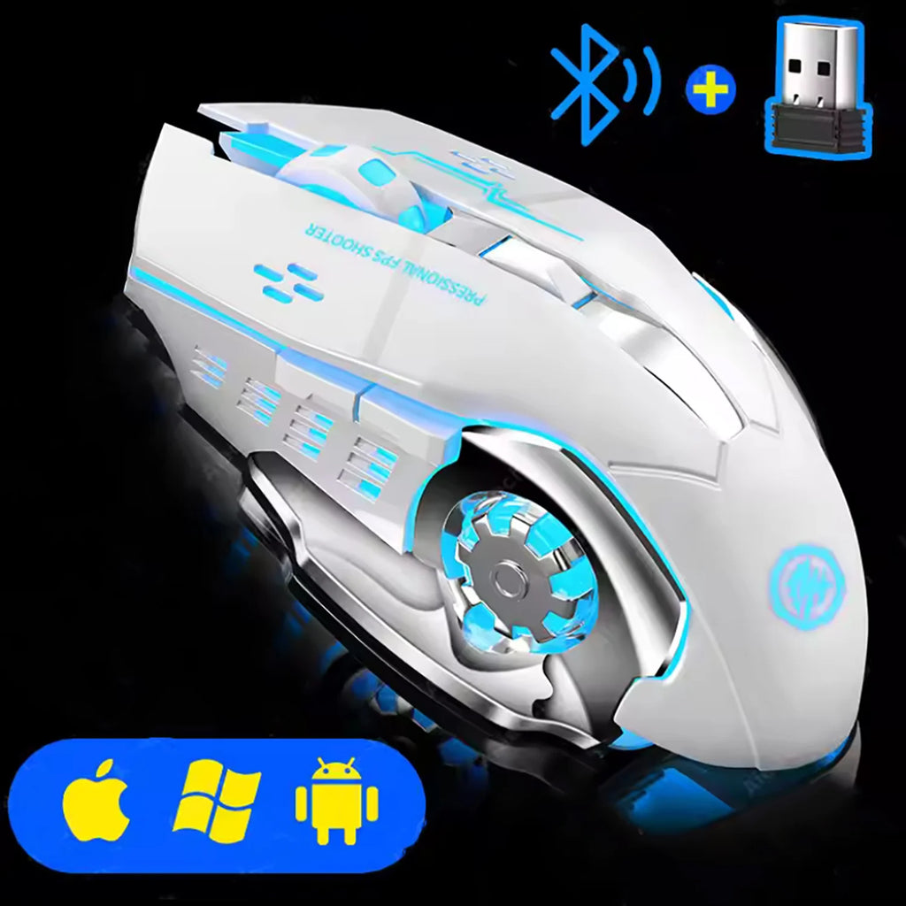 Rechargeable Wireless Mouse Gaming Computer Silent Bluetooth Mouse USB Mechanical E-Sports Backlight PC Gamer Mouse for Computer