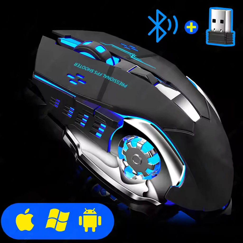 Rechargeable Wireless Mouse Gaming Computer Silent Bluetooth Mouse USB Mechanical E-Sports Backlight PC Gamer Mouse for Computer