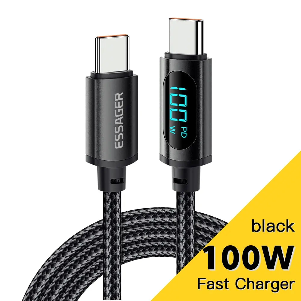 Type C to Type C Cable 100W PD Fast Charging Charger USB C to USB C Display Cable for Xiaomi POCO F3 Realme Macbook Ipad