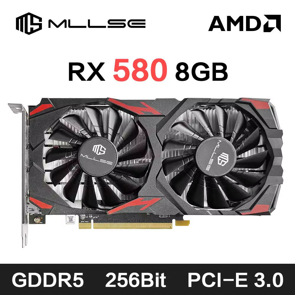 AMD RX 580 8GB 2048SP Gaming Graphics Card GDDR5 256Bit PCI-E 3.0 ×16 8Pin Radeon GPU Rx 580 Video Card Placa De Video