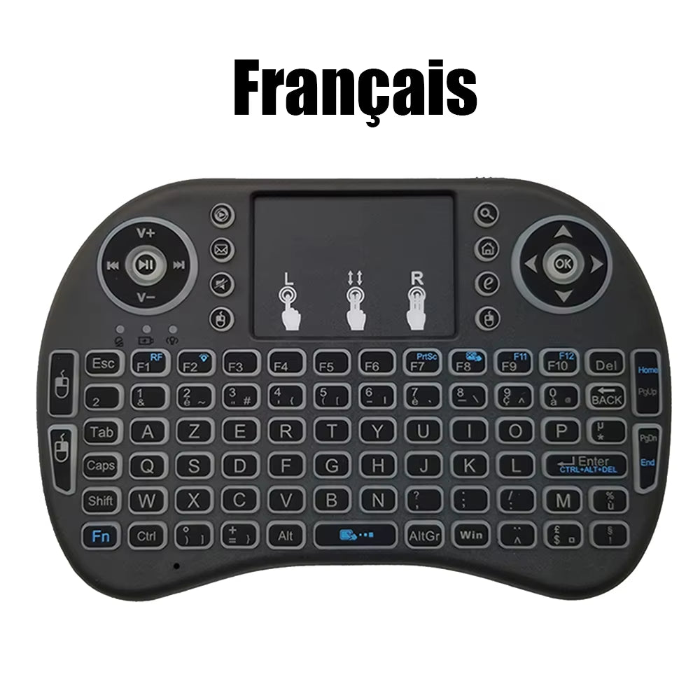 2.4G Air Mouse with Touchpad Keyboard I8 Arabic French Spanish Russian Backlit Mini Wireless Keyboard for PC Android TV Box