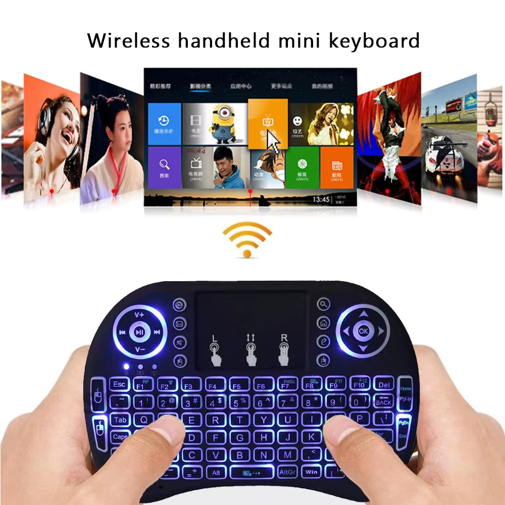 2.4G Air Mouse with Touchpad Keyboard I8 Arabic French Spanish Russian Backlit Mini Wireless Keyboard for PC Android TV Box
