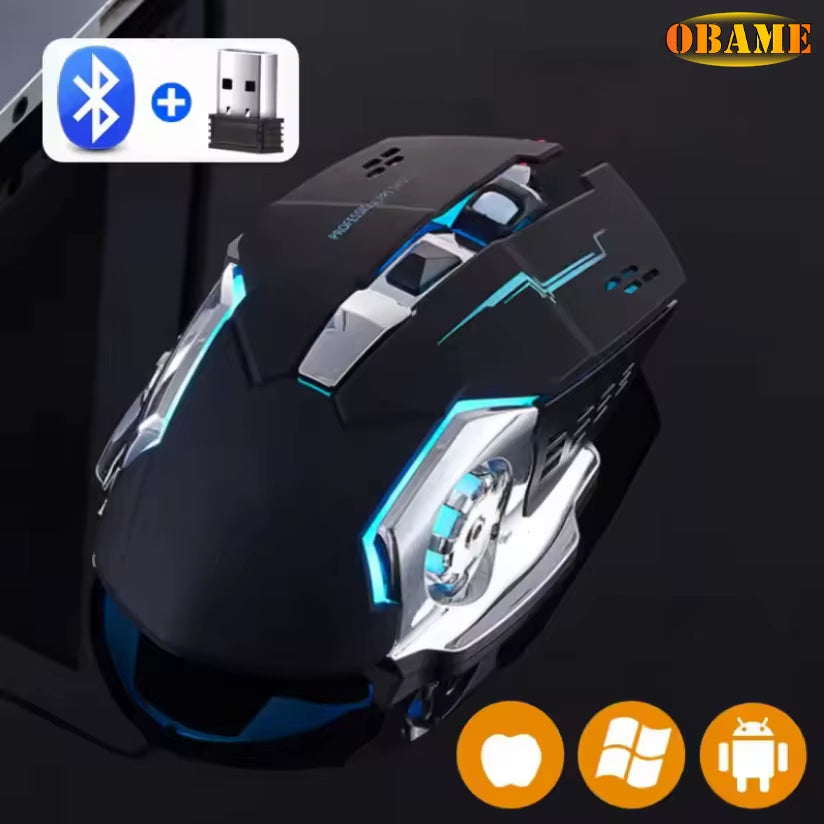 Rechargeable Wireless Mouse Gaming Computer Silent Bluetooth Mouse USB Mechanical E-Sports Backlight PC Gamer Mouse for Computer