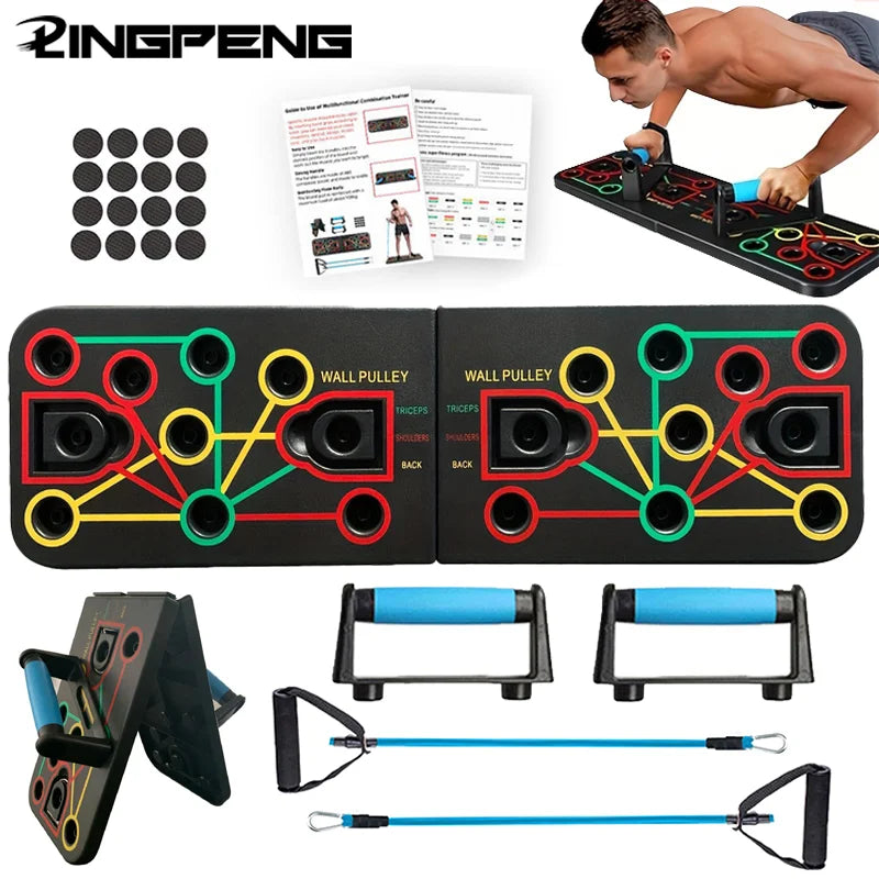 Push up Board Gym Equipment Home Exercise Sport Plank Fitness Abdominal Abs Workout Push-Ups Stands Chest Tension Strap Set