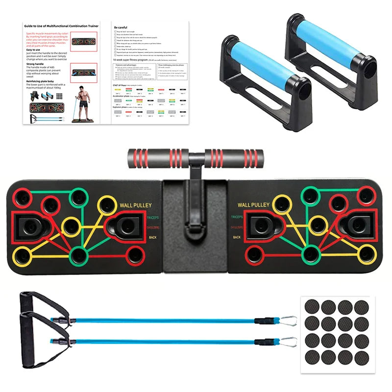 Push up Board Gym Equipment Home Exercise Sport Plank Fitness Abdominal Abs Workout Push-Ups Stands Chest Tension Strap Set