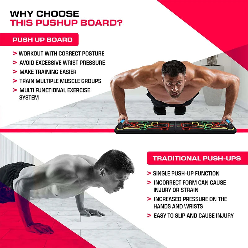 Push up Board Gym Equipment Home Exercise Sport Plank Fitness Abdominal Abs Workout Push-Ups Stands Chest Tension Strap Set