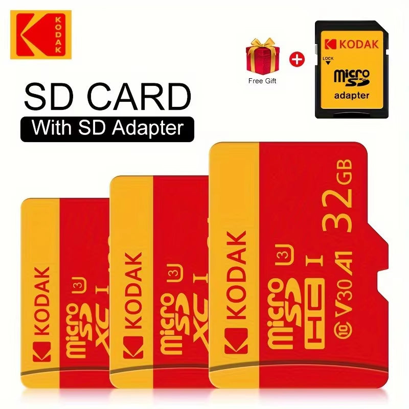 High Speed ​​Micro SD Card U3 Class 10, up to 100Mb/S, TF Memory Card with Adapter - Available in 32GB, 64GB, and 128GB