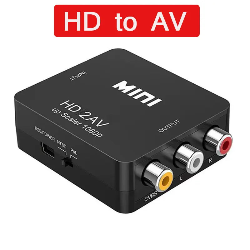 1080P RCA AV to Hdmi-Compatible HD to AV Composite Adapter Converter AV2HD Audio Video Cable CVBS AV Adapter with USB Cable