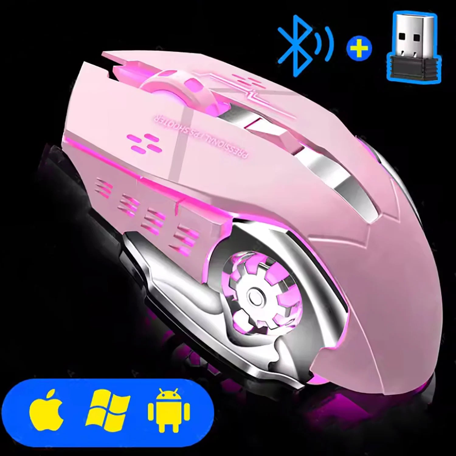 Rechargeable Wireless Mouse Gaming Computer Silent Bluetooth Mouse USB Mechanical E-Sports Backlight PC Gamer Mouse for Computer