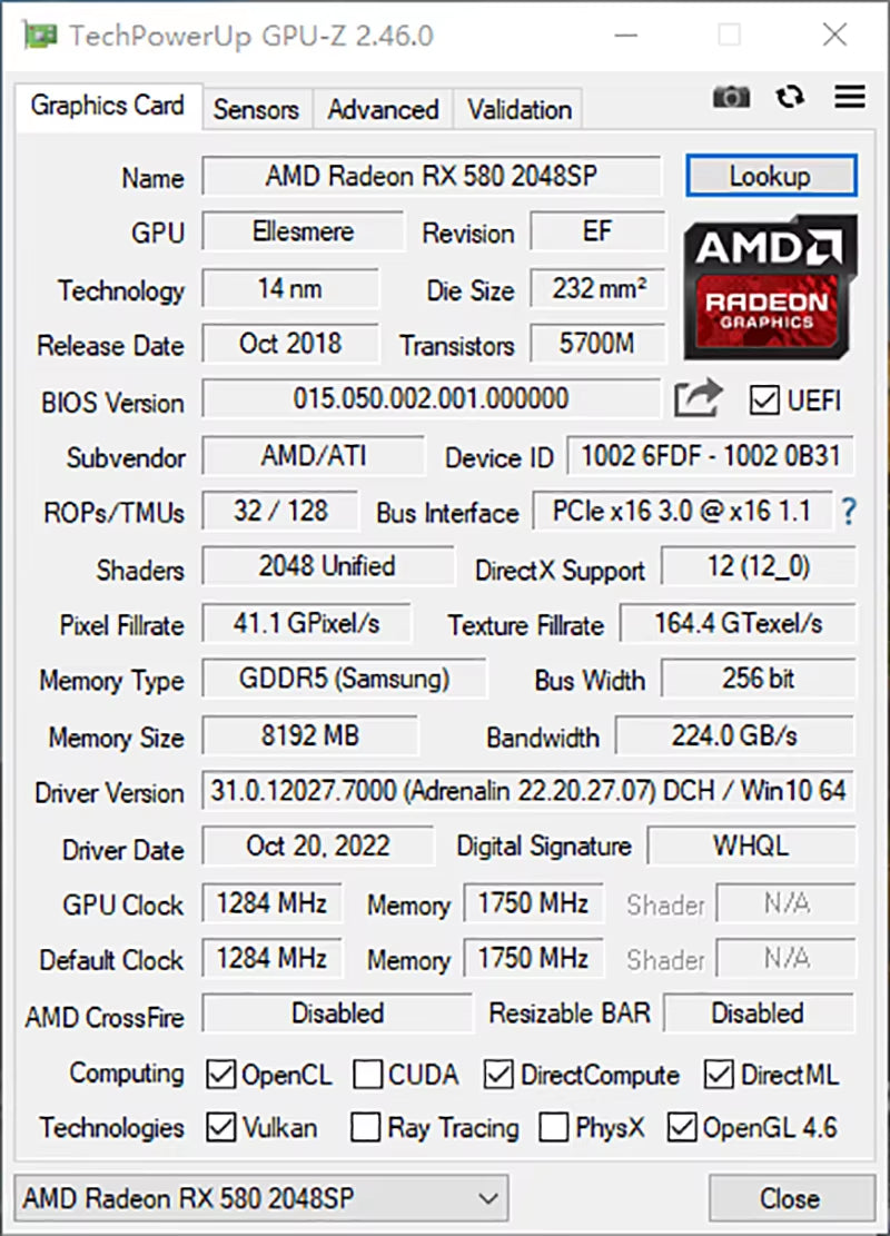 AMD RX 580 8GB 2048SP Gaming Graphics Card GDDR5 256Bit PCI-E 3.0 ×16 8Pin Radeon GPU Rx 580 Video Card Placa De Video